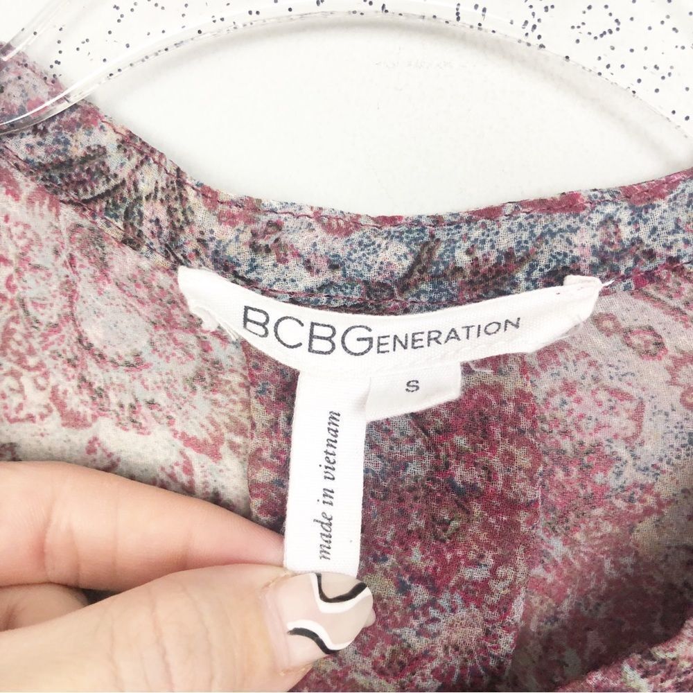 BCBGENERATION | Collarless Sheer Button Down Blou… - image 7